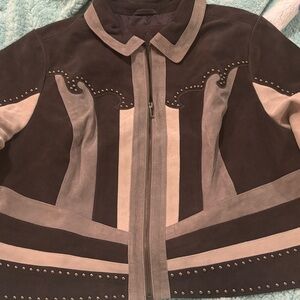 American West by Carolyn Pollack Color Blocked Suede Jacket.